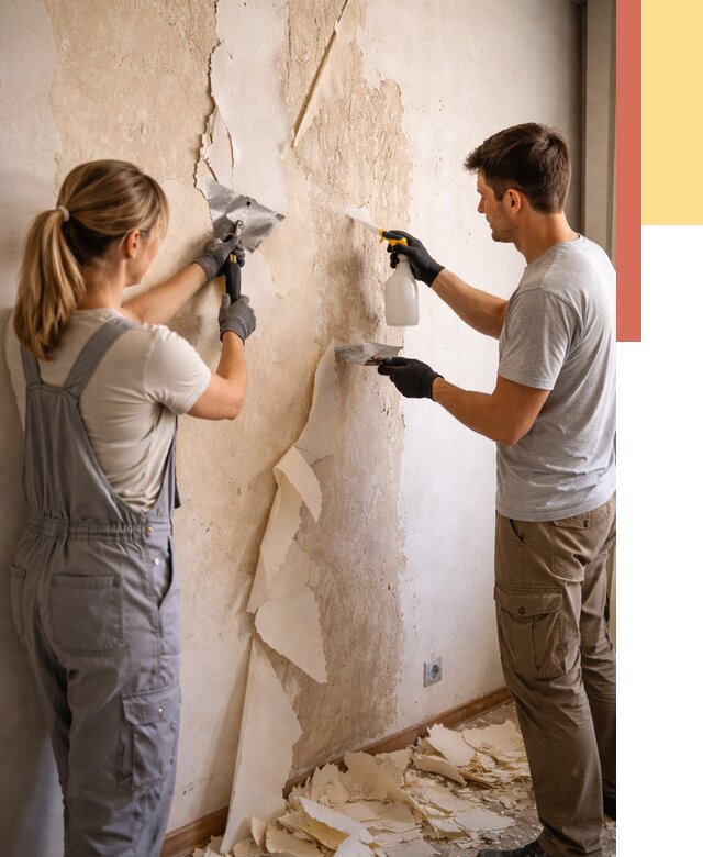 Снятие старых обоев в Белове от 5701 руб. под ключ недорого | ОТДЕЛОЧНИК-Блв