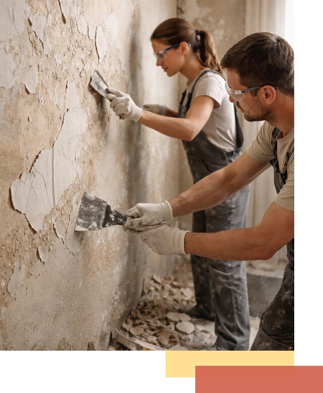 Снятие старой шпаклевки и подготовка поверхностей в Белове