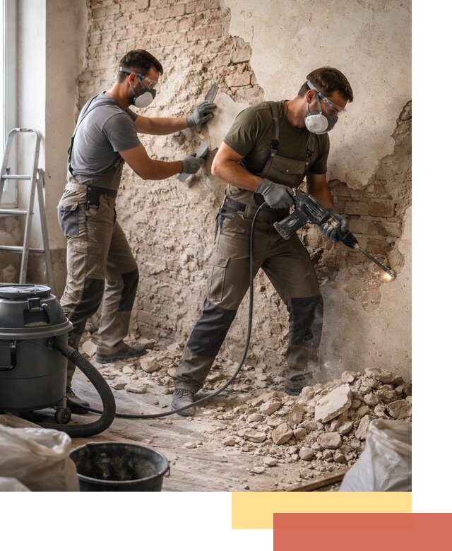 Демонтаж штукатурки со стен в Белове быстро и аккуратно