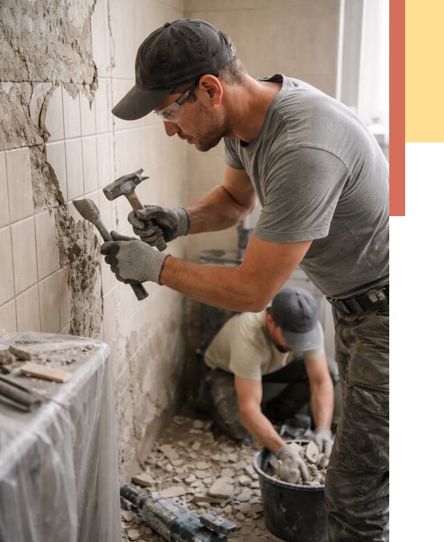 Демонтаж плитки со стен в Белове от 923 руб. — быстро и недорого | ОТДЕЛОЧНИК-Блв