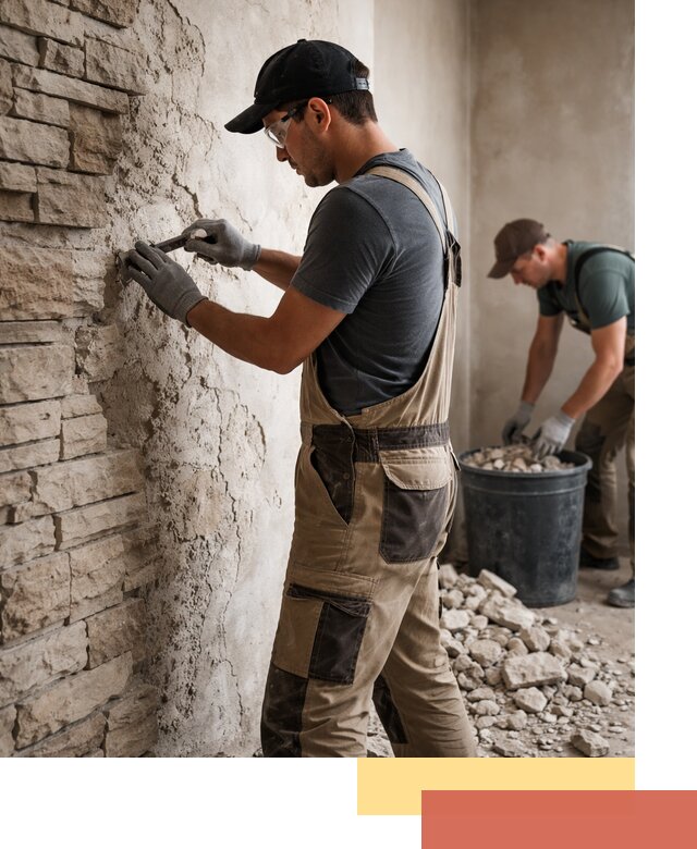 Демонтаж декоративного камня в Белове профессионально и безопасно