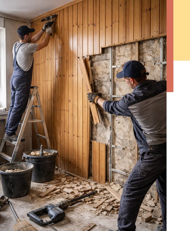 Демонтаж вагонки со стен в Белове от 1575 руб. — снятие, удаление, срочно | ОТДЕЛОЧНИК-Блв