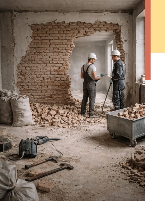 Демонтаж кирпичных стен в Белове от 4561 руб. — быстро, недорого, под ключ | ОТДЕЛОЧНИК-Блв