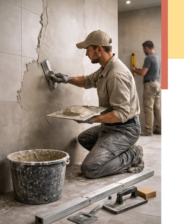 Штукатурка стен в ванной в Белове от 4887 руб./м² — выравнивание под ключ | ОТДЕЛОЧНИК-Блв