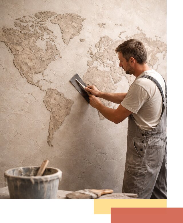 Декоративная штукатурка «Карта мира» под ключ в Белове