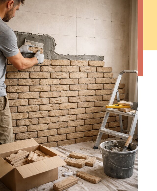 Монтаж декоративного кирпича в Белове от 3475 руб./м² — быстро и недорого | ОТДЕЛОЧНИК-Блв