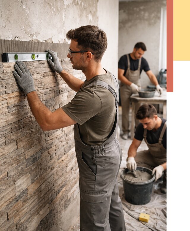 Монтаж искусственного камня в Белове от 4887 руб. под ключ | ОТДЕЛОЧНИК-Блв