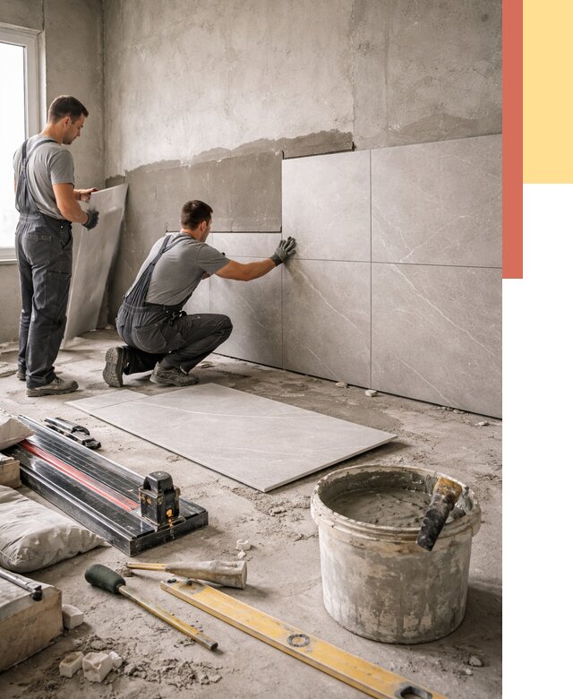 Облицовка стен керамогранитом в Белове от 4561 руб./м² — услуги под ключ | ОТДЕЛОЧНИК-Блв