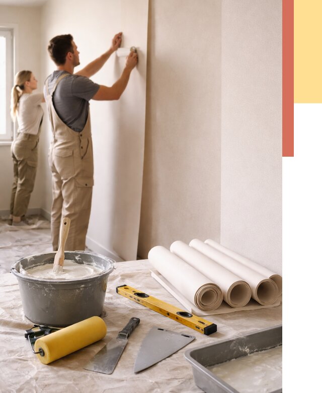 Поклейка бумажных обоев в Белове от 5972 руб./м2 — быстро и недорого | ОТДЕЛОЧНИК-Блв