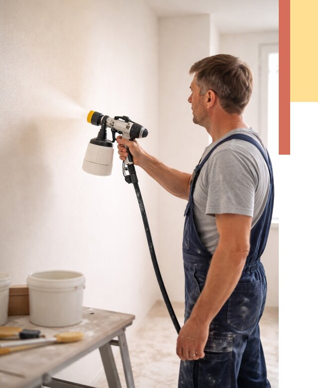 Покраска стен краскопультом в Белове от 8144 руб. — механизированная покраска | ОТДЕЛОЧНИК-Блв