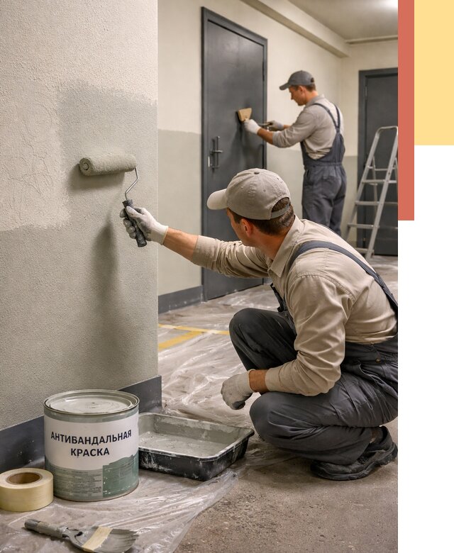 Покраска стен антивандальной краской в Белове от 4887 руб./м² под ключ | ОТДЕЛОЧНИК-Блв