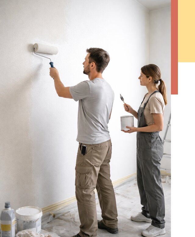 Окраска стен по стеклохолсту в Белове от 4887 руб/м² под ключ | ОТДЕЛОЧНИК-Блв