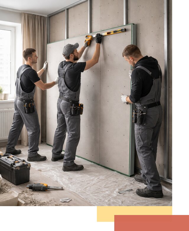 Шумоизоляция стен панелями ЗИПС в Белове для жилых и коммерческих помещений