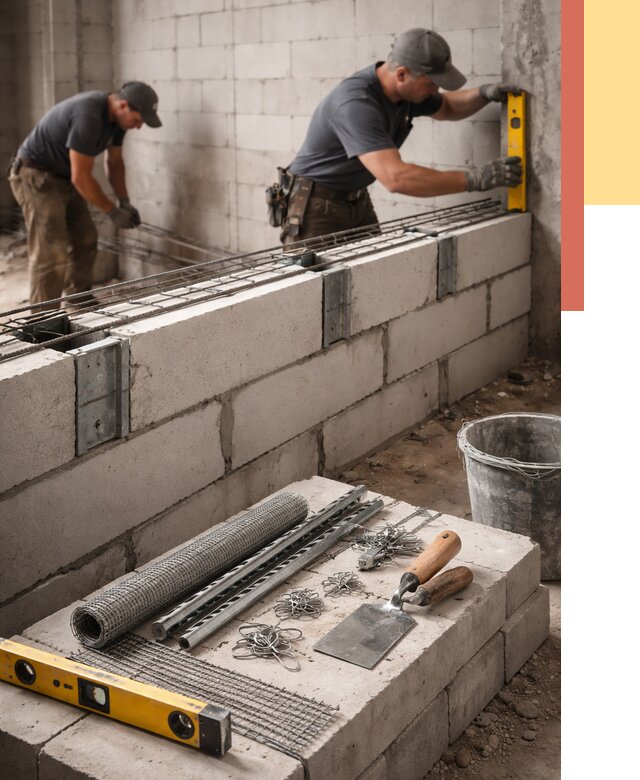 Армирование кладки перегородок в Белове от 814 руб. под ключ | ОТДЕЛОЧНИК-Блв