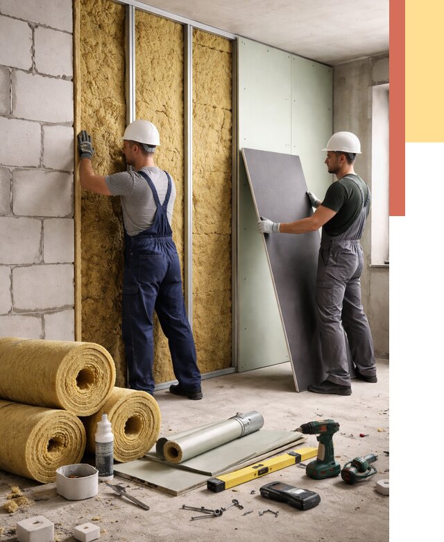 Шумоизоляция перегородок из блоков в Белове от 2009 руб./м² — быстро и недорого | ОТДЕЛОЧНИК-Блв