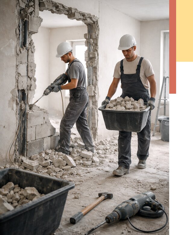 Демонтаж блоковых перегородок в Белове от 4072 руб. — быстро и недорого | ОТДЕЛОЧНИК-Блв