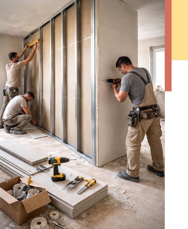 Монтаж однослойной перегородки из гипсокартона в Белове от 706 руб. | ОТДЕЛОЧНИК-Блв