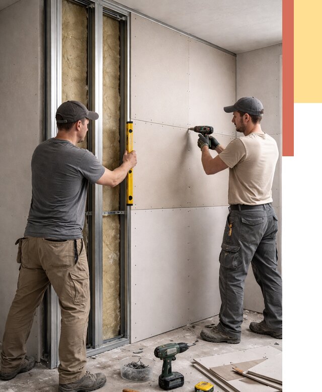 Монтаж двухслойной перегородки из гипсокартона в Белове от 1575 руб. | ОТДЕЛОЧНИК-Блв