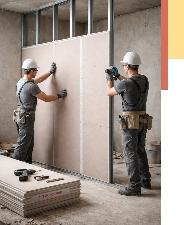 Перегородка из огнестойкого гипсокартона в Белове от 2009 руб. под ключ | ОТДЕЛОЧНИК-Блв