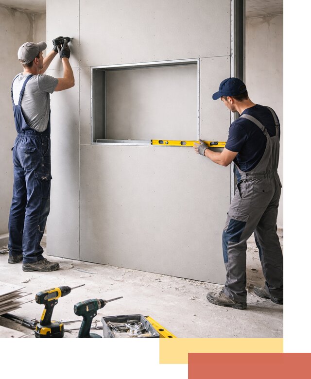 Перегородка из гипсокартона с нишей под декор в Белове