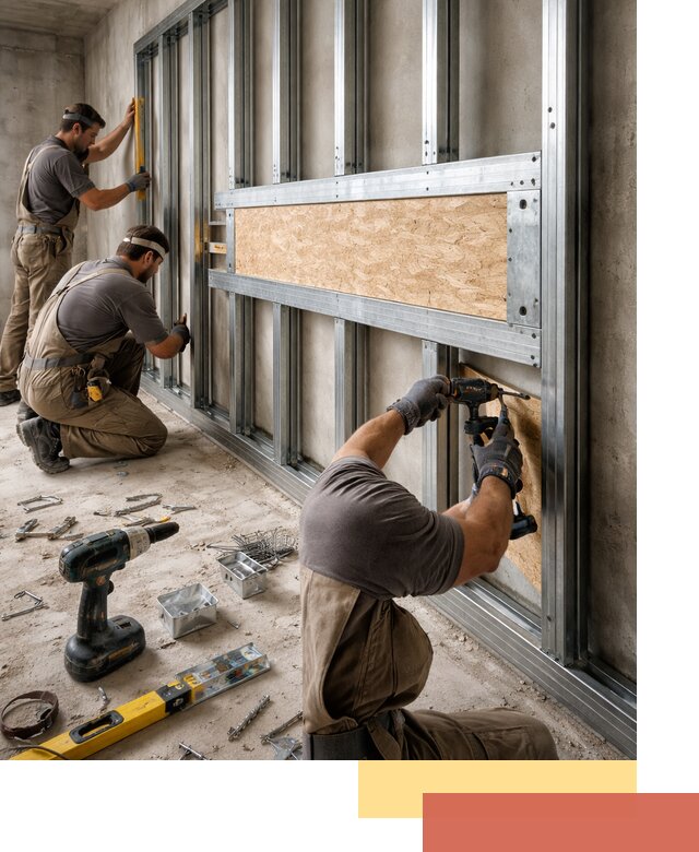 Усиленная перегородка для крепления тяжёлых конструкций в Белове