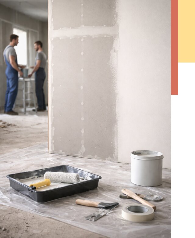 Покраска перегородок из гипсокартона в Белове от 4887 руб. под ключ | ОТДЕЛОЧНИК-Блв