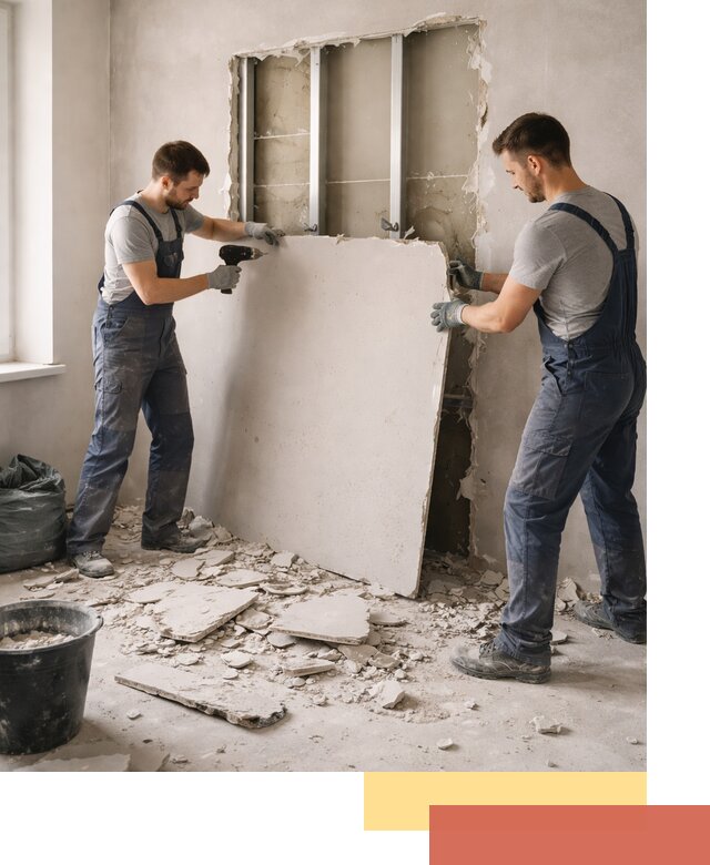 Демонтаж перегородки из гипсокартона в Белове быстрый и аккуратный