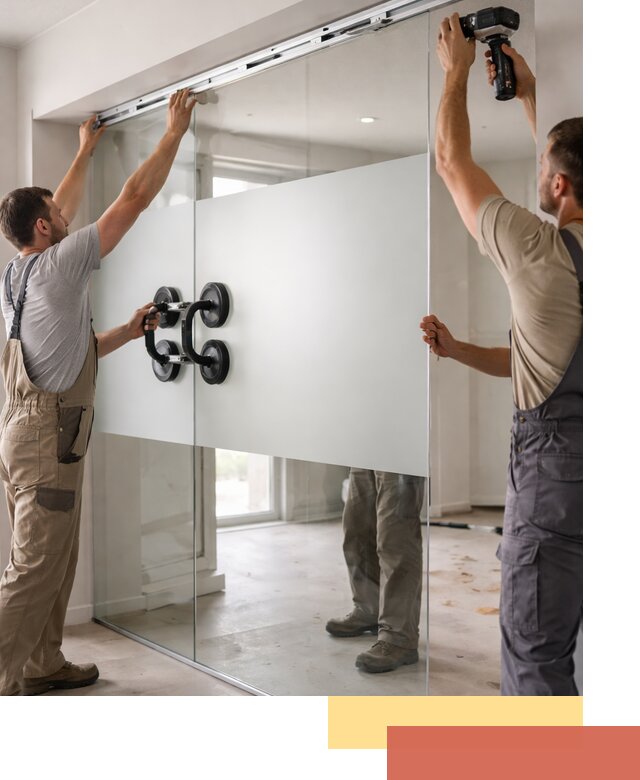 Матовые стеклянные перегородки под ключ в Белове