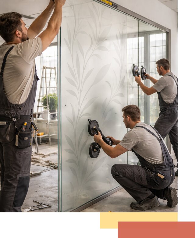 Стеклянные перегородки с рисунком на заказ в Белове