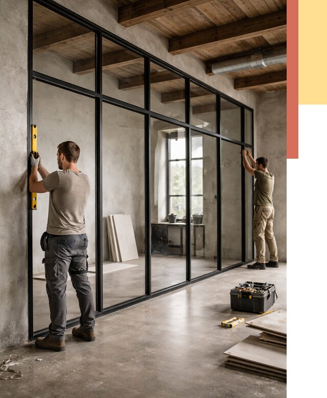 Стеклянные перегородки лофт в Белове от 11402 руб. под ключ | ОТДЕЛОЧНИК-Блв