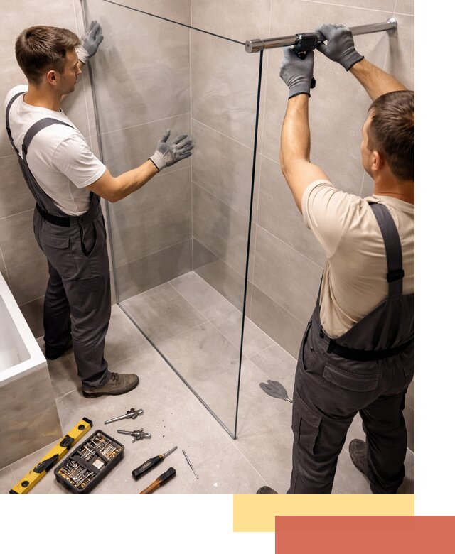 Стеклянные перегородки для душа в Белове — изготовление и монтаж