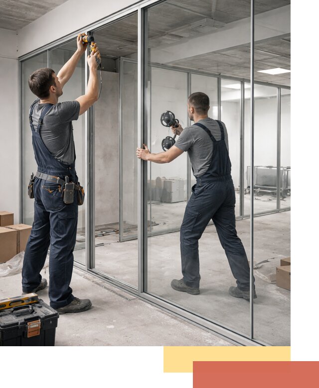 Алюминиевые перегородки со стеклом в Белове — изготовление и монтаж