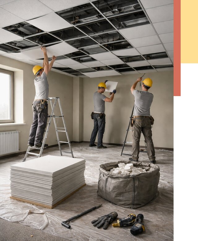 Демонтаж потолка Армстронг в Белове от 4887 руб. быстро и недорого | ОТДЕЛОЧНИК-Блв