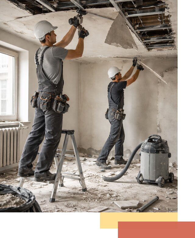 Демонтаж гипсокартонного потолка в Белове быстро и аккуратно