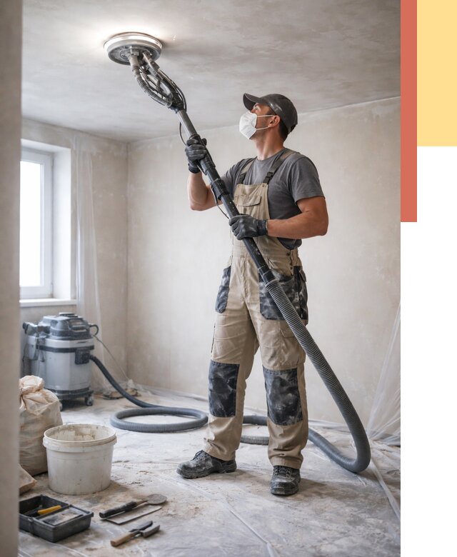 Шлифовка потолка в Белове от 3801 руб. — услуги шлифования потолка | ОТДЕЛОЧНИК-Блв