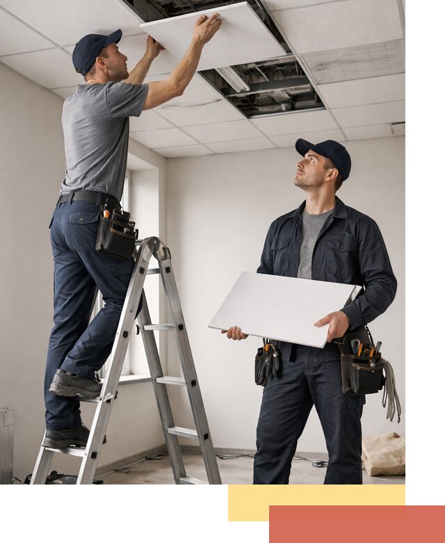 Обслуживание подвесного потолка в Белове — ремонт и чистка