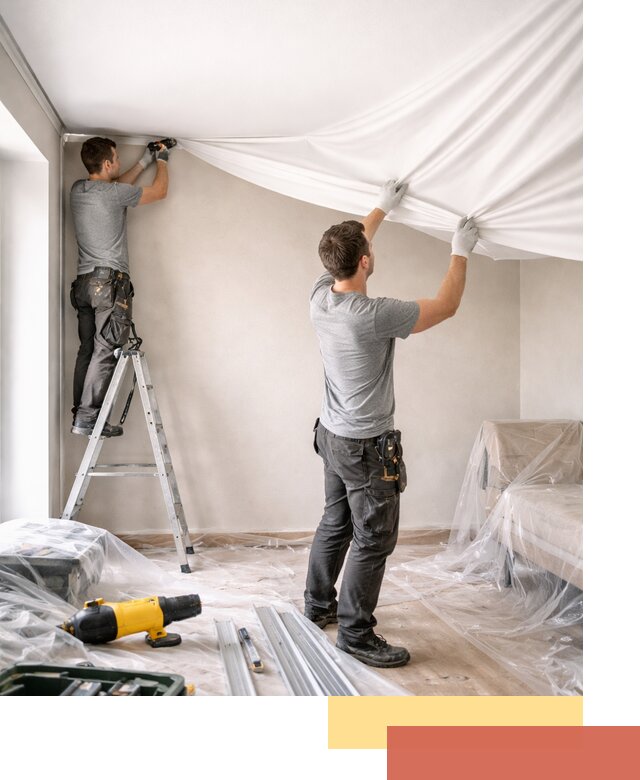 Монтаж тканевого натяжного потолка в Белове недорого и быстро