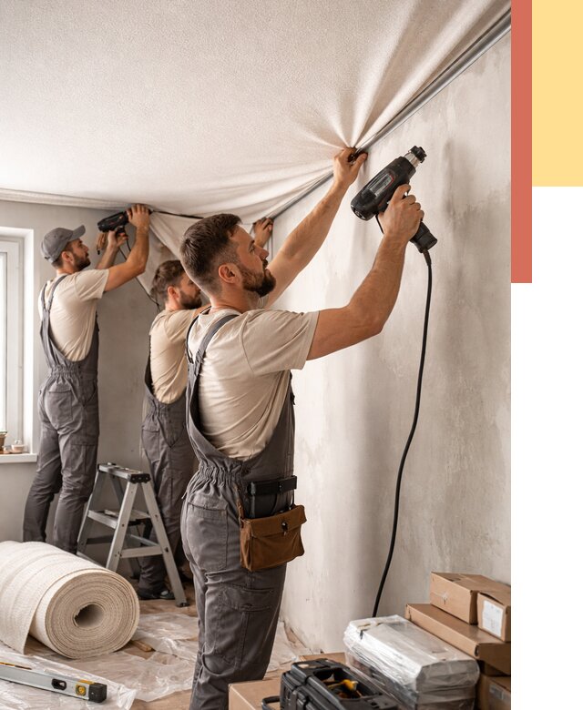 Монтаж фактурного натяжного потолка в Белове от 814 руб. — ОТДЕЛОЧНИК-Блв