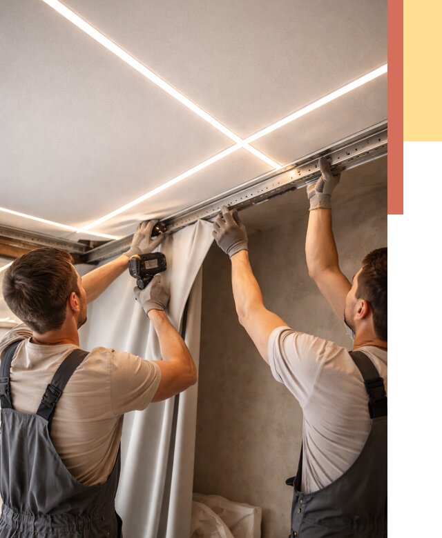 Монтаж натяжного потолка со световыми линиями в Белове от 1303 руб. | ОТДЕЛОЧНИК-Блв