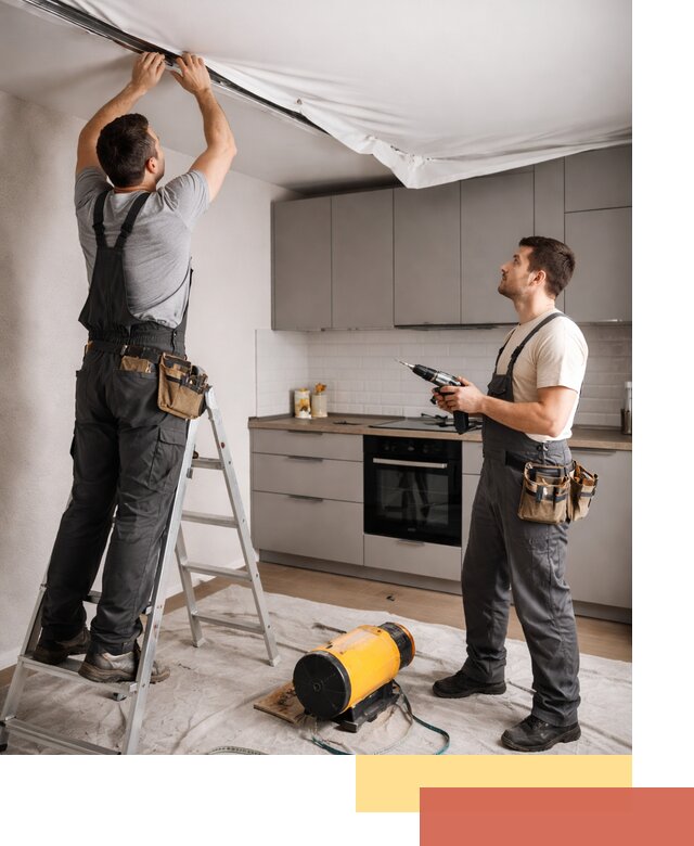 Монтаж натяжного потолка на кухне в Белове