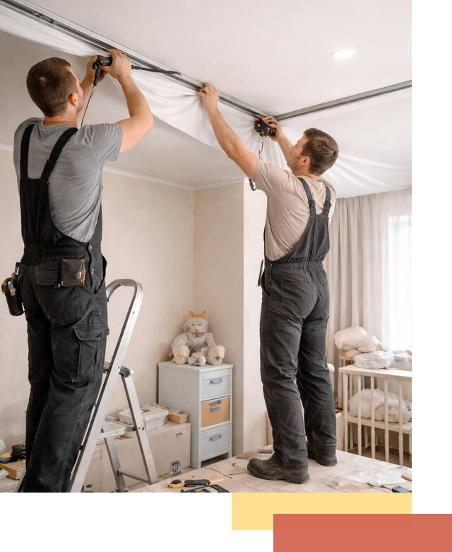 Монтаж натяжного потолка в детской комнате в Белове