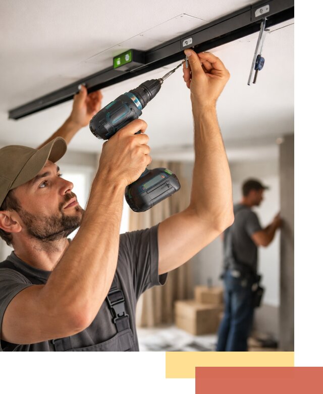 Установка трековых светильников в натяжной потолок в Белове