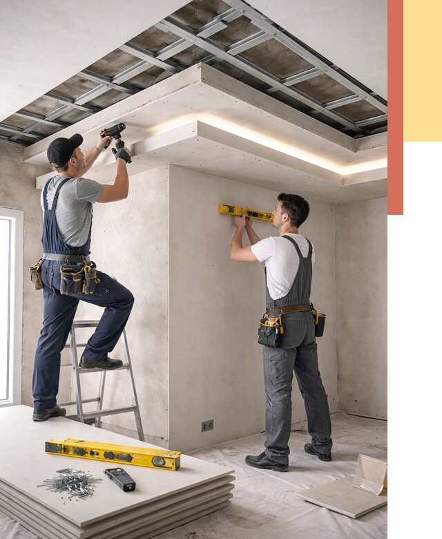 Двухуровневый потолок из гипсокартона в Белове от 1575 руб. под ключ | ОТДЕЛОЧНИК-Блв