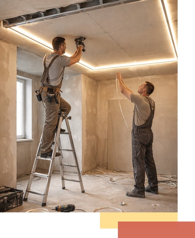 Потолок из гипсокартона с подсветкой в Белове