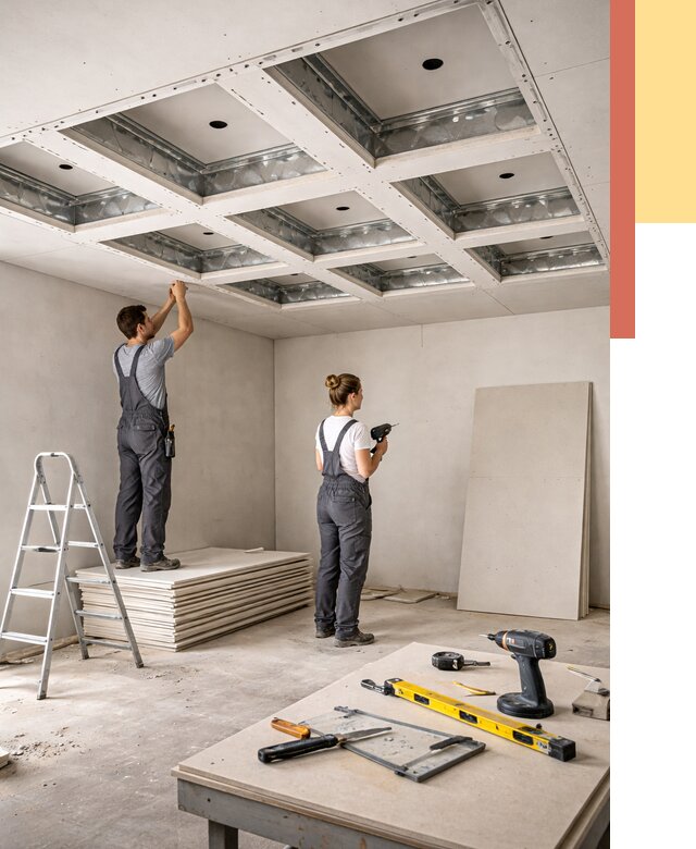 Кессонный потолок из гипсокартона в Белове от 2009 руб. — монтаж и под ключ | ОТДЕЛОЧНИК-Блв