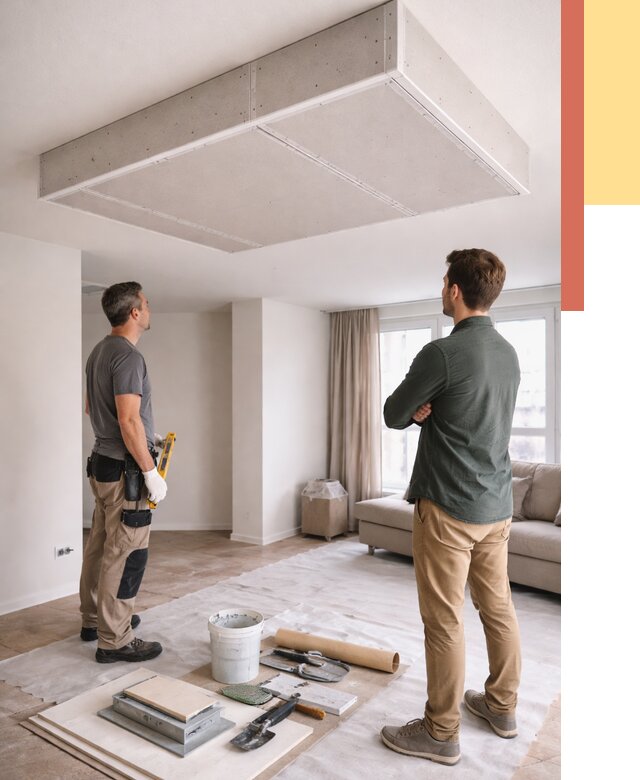 Короб на потолке из гипсокартона в Белове от 2389 руб. — монтаж и услуги под ключ | ОТДЕЛОЧНИК-Блв