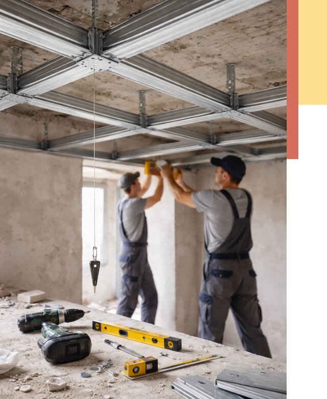 Монтаж каркаса потолка из профиля в Белове от 4887 руб. — услуги ОТДЕЛОЧНИК-Блв