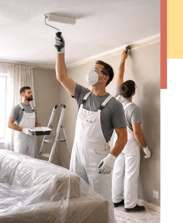 Покраска потолка водоэмельсионной краской в Белове от 2389 руб/м² — услуги под ключ | ОТДЕЛОЧНИК-Блв