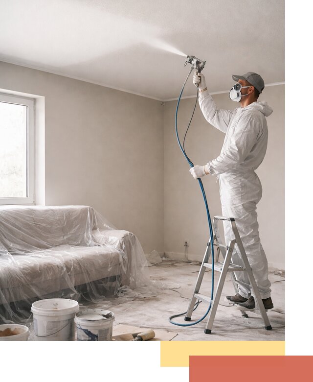 Покраска потолка краскопультом в Белове быстро и качественно